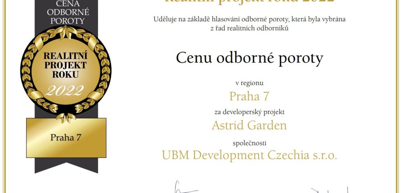 The residential project Astrid Garden won the Real Estate Project of the Year 2022 award
